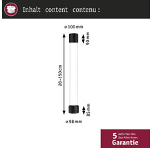 Dimensions d'une lampe d'une longueur de 20 à 150 cm