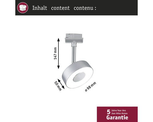 Dimensions d'un plafonnier LED rond mesurant 147 mm de hauteur et 98 mm de diamètre