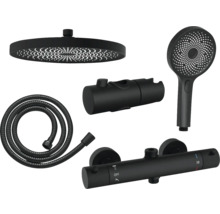 Brausegarnitur mit Kopfbrause, Handbrause, Brauseschlauch und Thermostat