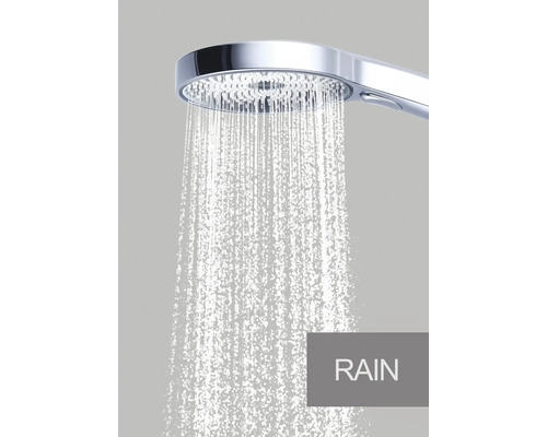 Regen-Duschkopf im Betrieb