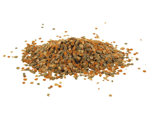 Tas de flocons de nourriture pour poissons