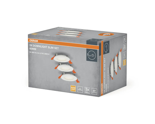Osram 3er-Set Slim Downlights 85 mm in Produktverpackung