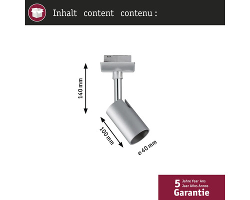 Spotleuchte mit den Maßen 140 mm Höhe, 100 mm Länge und 40 mm Durchmesser