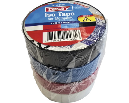 Tesa ruban isolant pack de quatre, chacun de 20 mètres de long et 19 millimètres de large