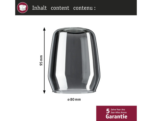 Abat-jour en verre, diamètre 80 mm, hauteur 95 mm