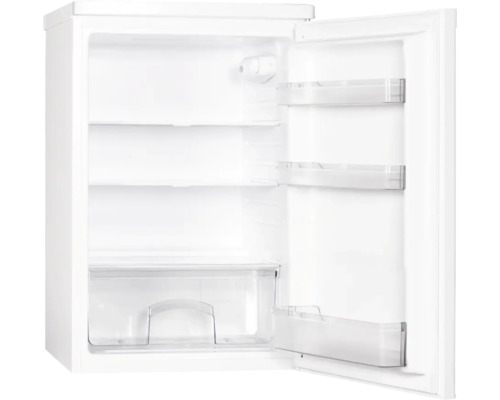 Geöffneter Kühlschrank mit Fächern und Schublade
