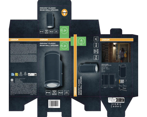 Verpackung der Osram Endura Classic Beam Wandleuchte für den Außenbereich