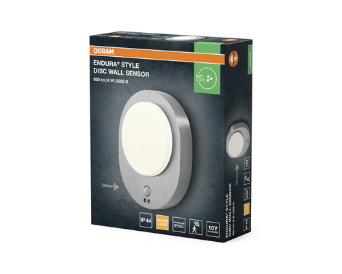 Emballage d'une applique murale à disque avec détecteur Osram Endura Style