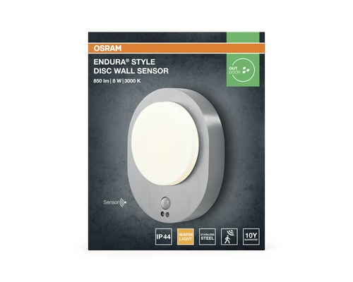 Osram Endura Style Disc applique murale avec détecteur, convient pour l'extérieur