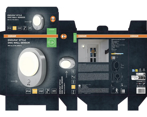 Emballage de l'applique murale Osram Endura Style Disc avec détecteur