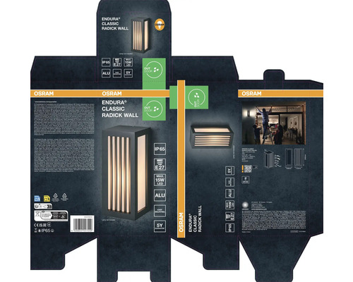 Emballage d'une applique murale Osram Endura Classic Radick pour l'extérieur
