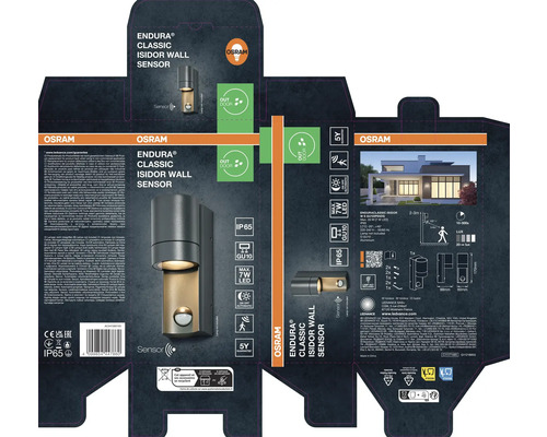 Emballage de la lampe murale avec détecteur Osram Endura Classic Isidor
