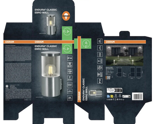 Emballage de la lampe murale d'extérieur Osram Endura Classic Ebro