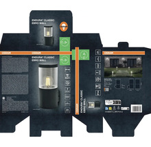 Verpackung der Osram Endura Classic Ebro Wandleuchte für den Aussenbereich