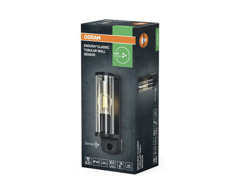 Osram Endura Classic Tubular Wandleuchte mit Sensor in Produktverpackung
