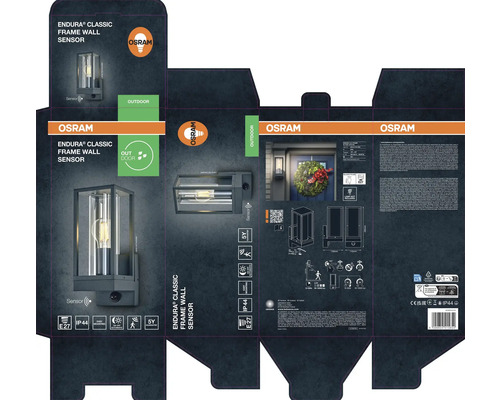 Emballage pour applique murale Osram Endura Classic Frame avec détecteur pour extérieur