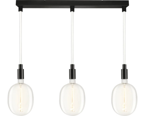 Dreiflammige Pendelleuchte mit klaren Glühbirnen