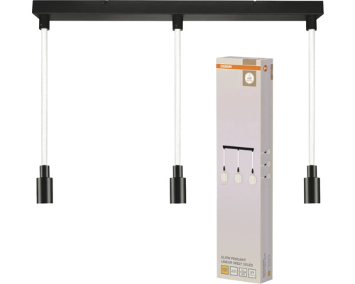 Osram Pendelleuchte mit drei Leuchten und Produktverpackung