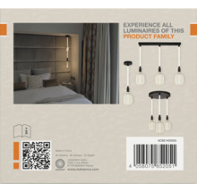 Produktfamilie von Leuchten in verschiedenen Ausführungen über einem Schlafzimmer