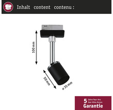 Projecteur sur rail avec les dimensions 100 mm, 50 mm et 35 mm en détail.