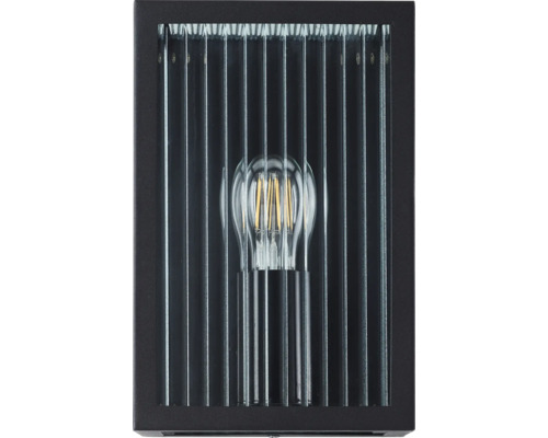 Applique murale noire avec tiges en verre et ampoule