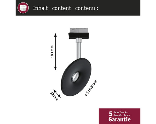 Paulmann URail LED-Spot Hemi – 5W, Fest Eingebaut, Chrom Matt Für Hochvolt-Schienensystem