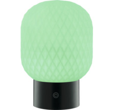 Dekorative Leuchte mit rundem Lampenschirm und schwarzem Sockel