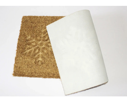 Fussmatte aus Kokosfaser mit Schneeflockenmuster und rutschfester Rückseite