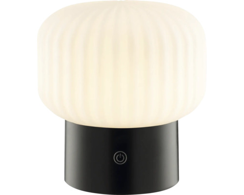 Tischleuchte mit rundem Lampenschirm und Fuß