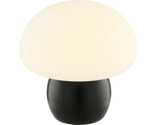 Pilzförmige Tischleuchte mit schwarzem Sockel