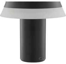 Tischleuchte mit zylindrischem Sockel und kegelförmigem Schirm