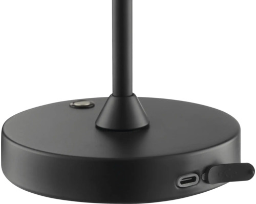 Detailansicht einer Tischleuchte mit USB-Anschluss