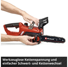 Tronçonneuse Einhell avec tension de chaîne sans outil et changement facile de l'épée et de la chaîne en main