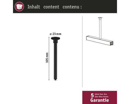 Contenu du produit : barre de 23 mm de diamètre et 105 mm de long, garantie de cinq ans