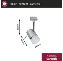 Dimensions d'un rail chromé unique avec spot LED