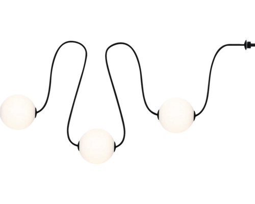 Guirlande lumineuse décorative avec trois lampes rondes et câble noir