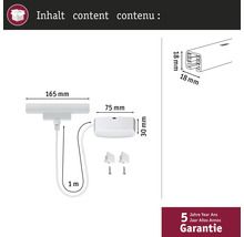 Contenu de l'emballage : moteur de store avec accessoires et dimensions