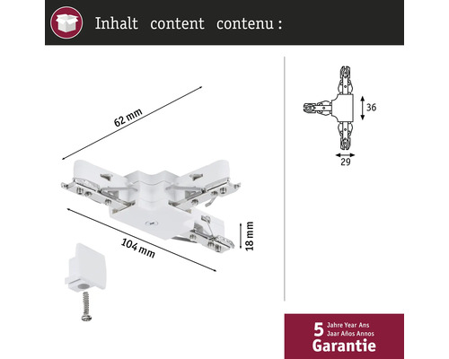 Dimensions d'un connecteur d'angle avec garantie de 5 ans
