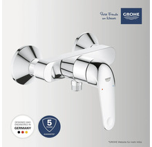 Mitigeur de douche apparent en chrome avec logo Grohe et sceau de garantie