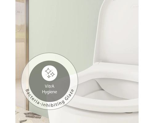 VitrA Hygiene Glaze antibactérien sur une toilette