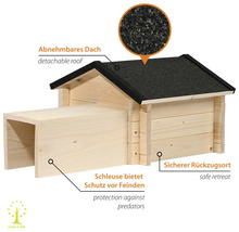 Holz Igelhaus mit abnehmbarem Dach und Eingangstunnel