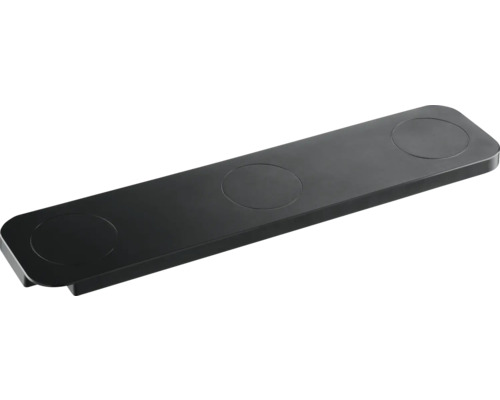 Schwarze Badablage mit drei runden Vertiefungen