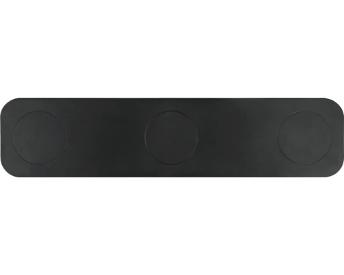 Schwarze Geräteablage mit drei runden Vertiefungen