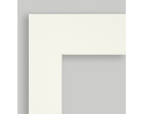 Ausschnitt eines weissen Bilderrahmenprofils.