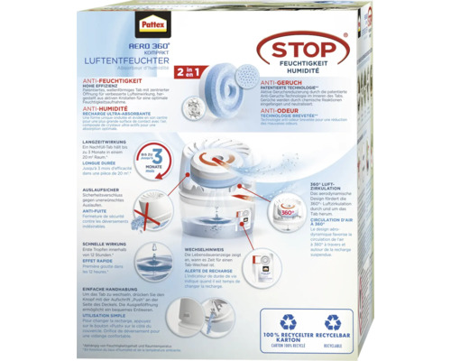 Verpackung des Pattex Aero 360 Grad Kompakt Luftentfeuchters