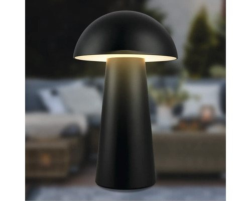 Schwarze Pilz-Tischleuchte für den Aussenbereich