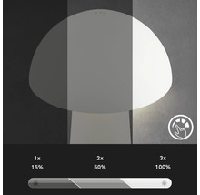 Tischleuchte mit Dimmfunktion und drei Helligkeitsstufen.