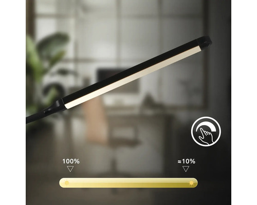 Nahaufnahme einer Schreibtischlampe mit einstellbarer Helligkeit.