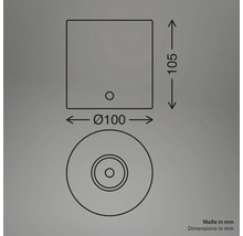 Technische Zeichnung mit den Maßen des Produkts in Millimeter