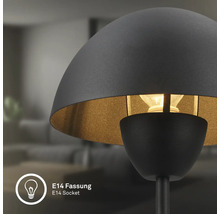 Nahaufnahme einer schwarzen Leuchte mit E14-Fassung